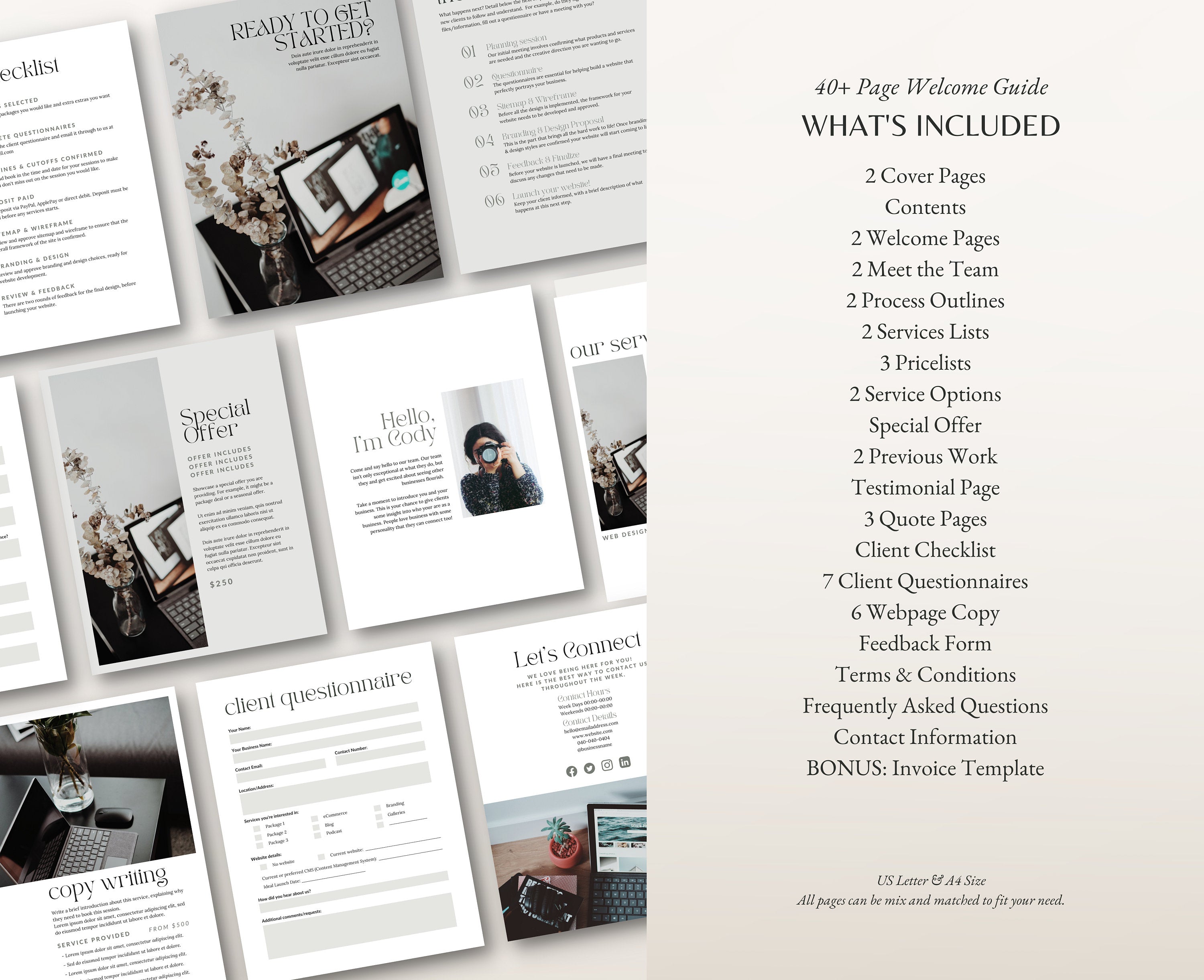 Web Designer Welcome Guide Canva Template, Website Developer Client Magazine, Welcome Packet, Questionnaires and Services & Pricing Booklet