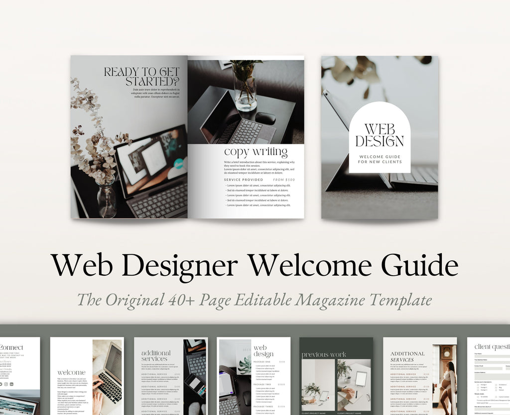 Web Designer Welcome Guide Canva Template, Website Developer Client Magazine, Welcome Packet, Questionnaires and Services & Pricing Booklet