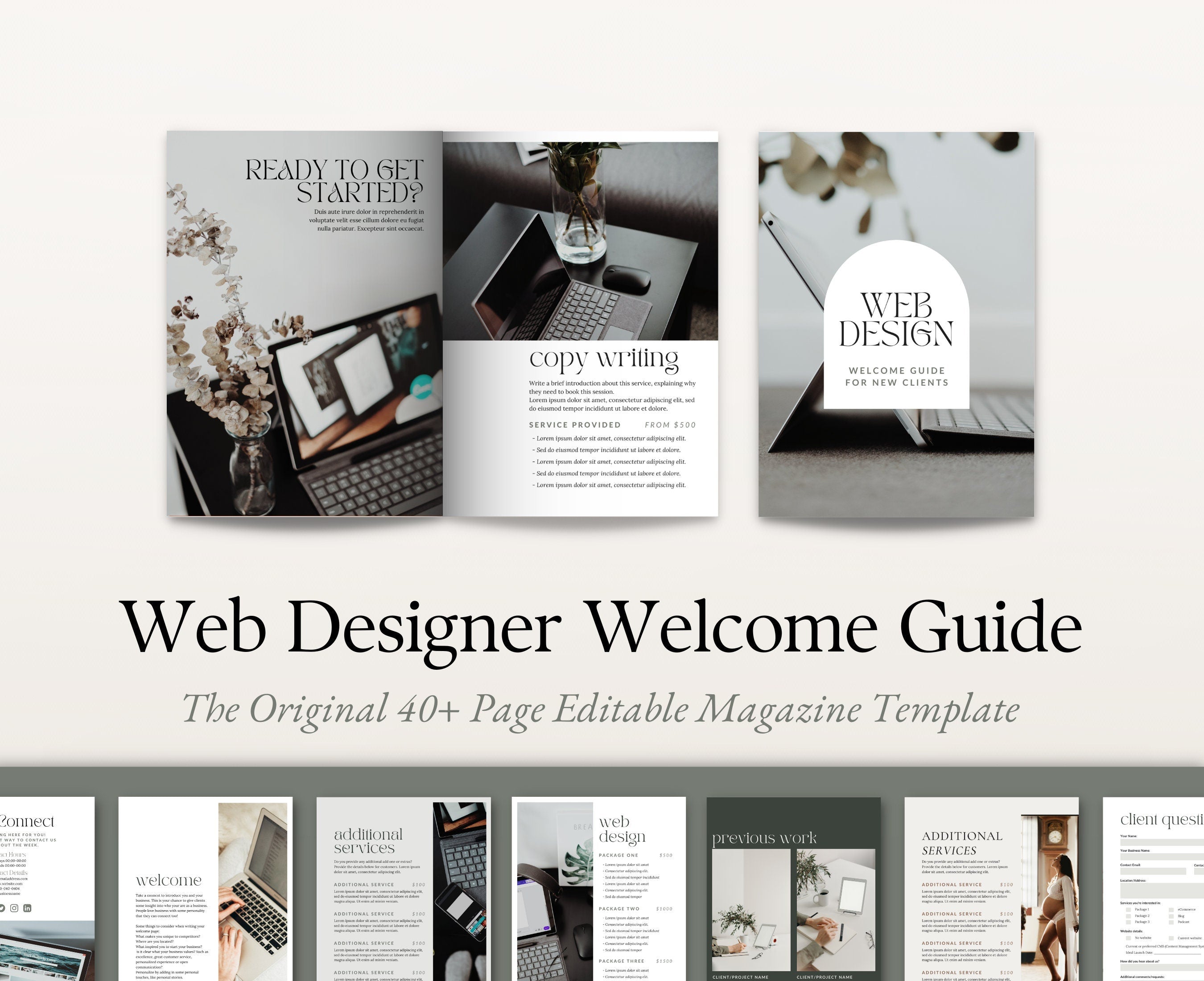 Web Designer Welcome Guide Canva Template, Website Developer Client Magazine, Welcome Packet, Questionnaires and Services & Pricing Booklet